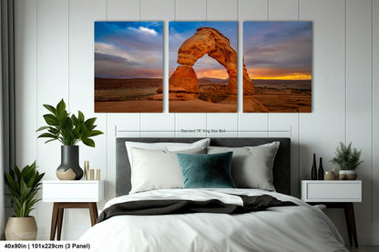 Sunset at Delicate Arch art canvas wall print Arches National Park Utah Ready to hang gift canvas print. Wall Art Office Home Decorations