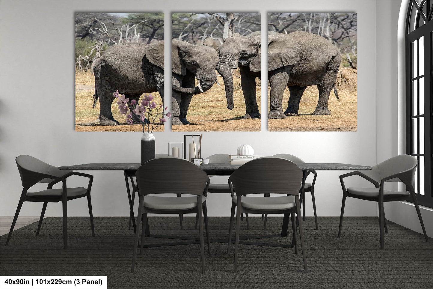 Elephant Canvas Wall Art, South Africa Elephants Couple Photo Print, Safari Animal Print Elephant Photography for Office, Dorm or Home Decor