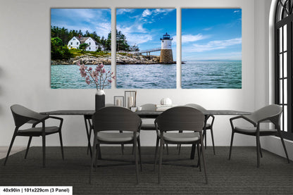 Coastal Charm: Isle au Haut Lighthouse Acadia National Park Nautical Canvas Print Wall Art