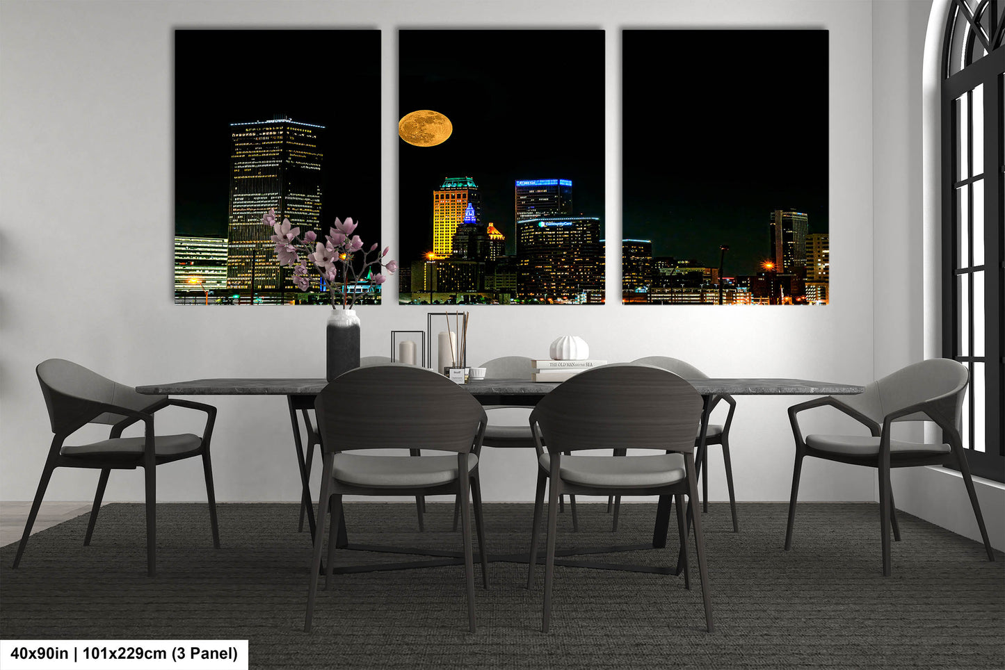 Tulsa Skyline, Tulsa Oklahoma Art, Tulsa Nightscape, Tulsa Night Skyline, Tulsa Moon, Tulsa Wall Art