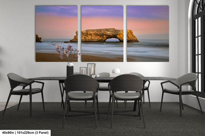 Sunset Santa Cruz Natural Bridge Beach art canvas wall print , Ready to hang home office gift canvas print. Wall Art office Home Decorations