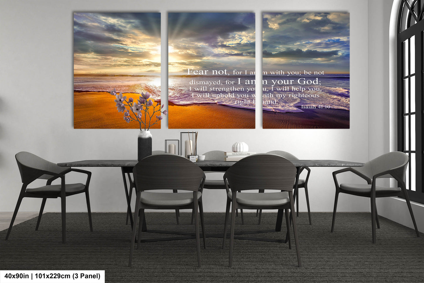 Isaiah 41:10, Inspirational Canvas Wall Art Prints, Sunset Beach, Christian Canvas Art, Christian Religious Decor for Home