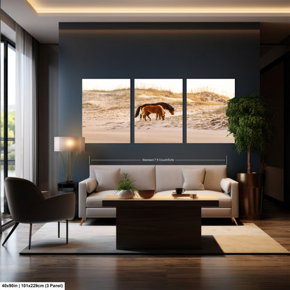 Wild Mustang Horses Mother and Baby Sunset / Fine Art Print / Canvas / Acrylic / Metal / Photography