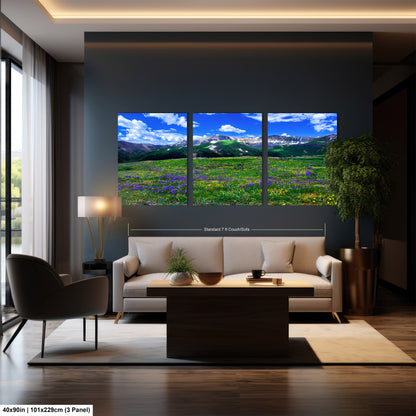 Mountain wildflower picture, Colorado wall art, aspen wildflowers, bedroom wall art, 3 piece wall art canvas