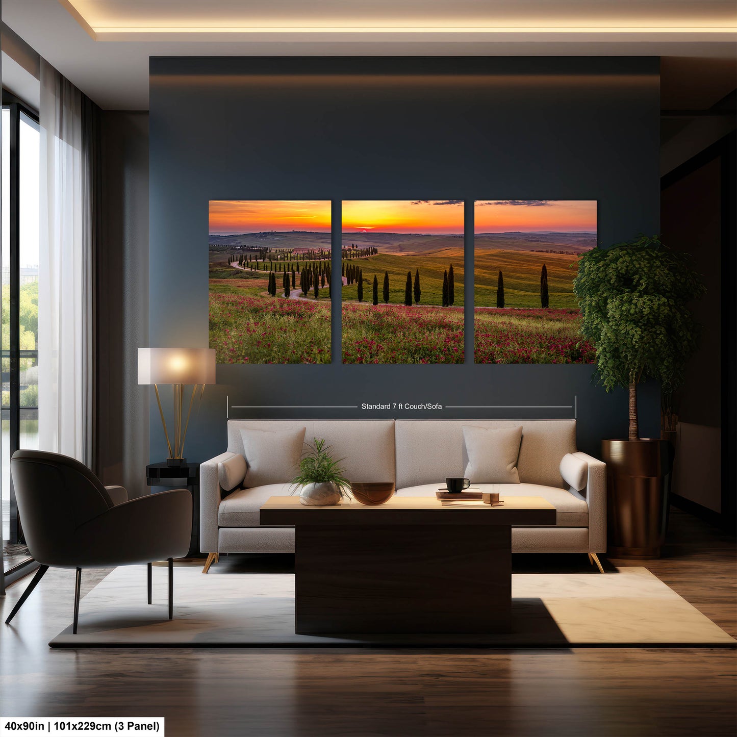 Tuscany, Val d'Orcia, Baccoleno Farmhouse, Cypress Trees, Italy, Poppies, Sunset, Iconic