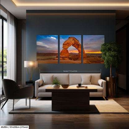 Sunset at Delicate Arch art canvas wall print Arches National Park Utah Ready to hang gift canvas print. Wall Art Office Home Decorations