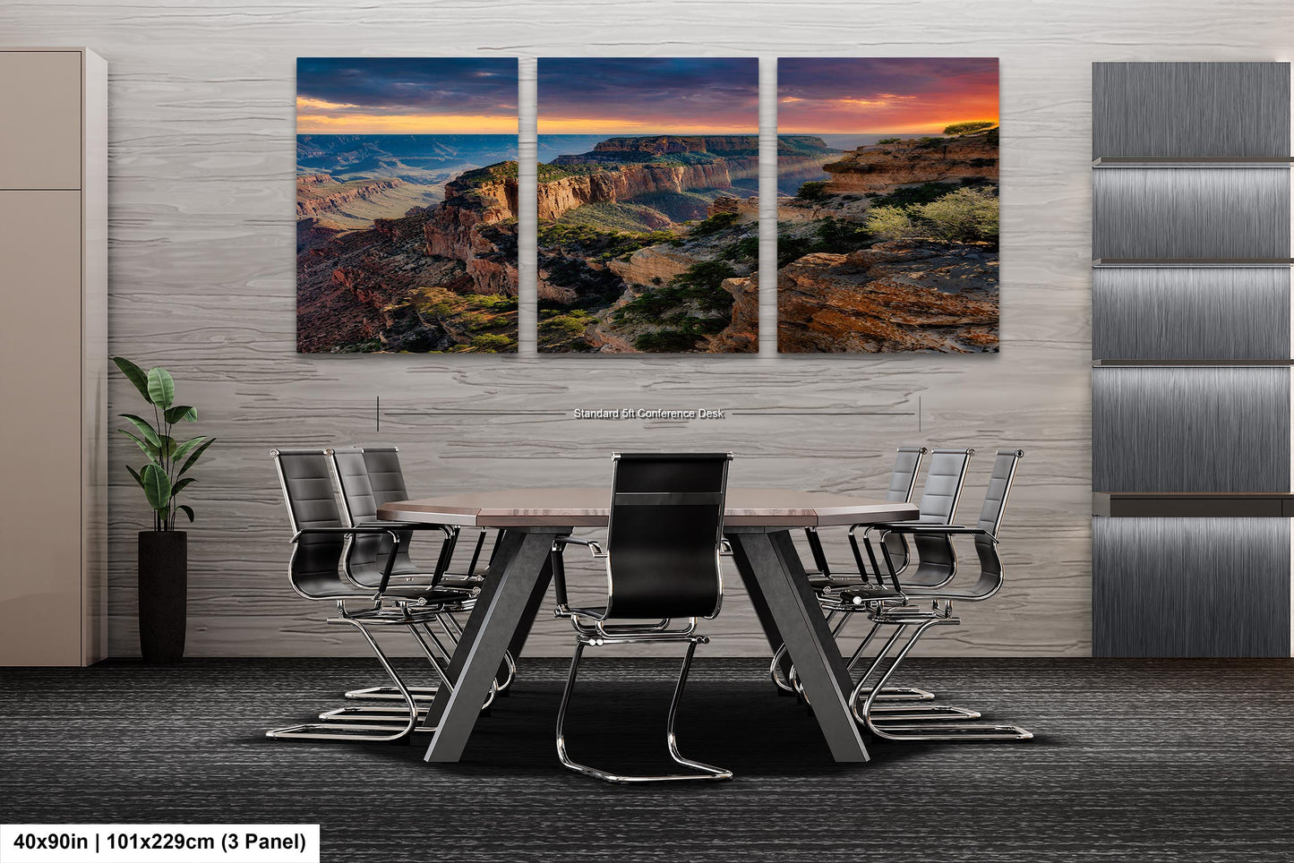 North Rim Grand Canyon National Park Southwestern Wall Art, Arizona Decoration in Triptych, Metal, and Large Canvas Print