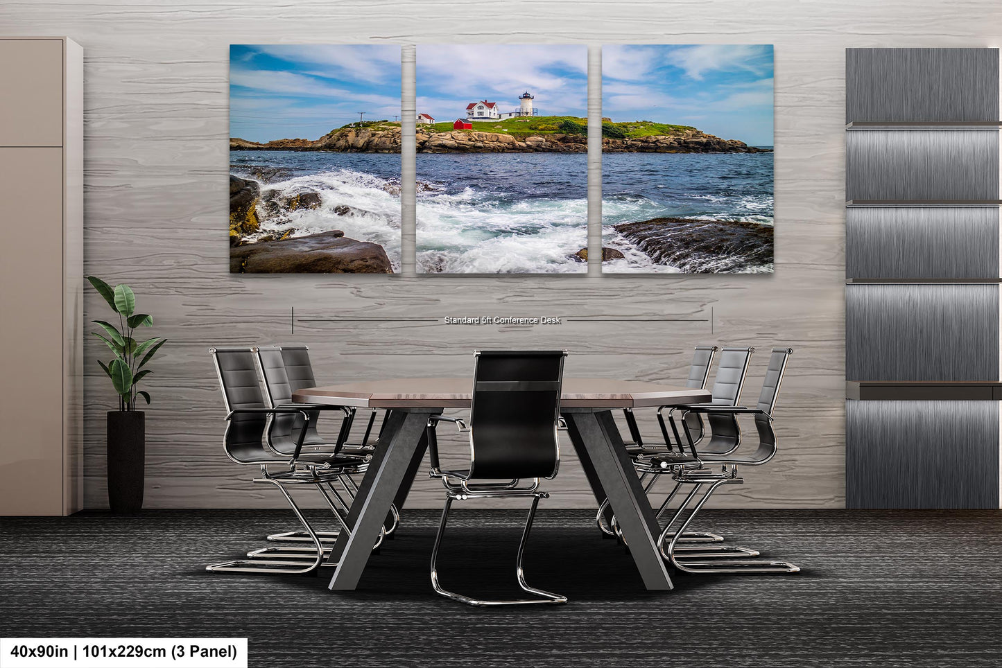 Beacon of Beauty: Nubble Lighthouse Cape Neddick Nautical Photography Metal Canvas Print Wall Art