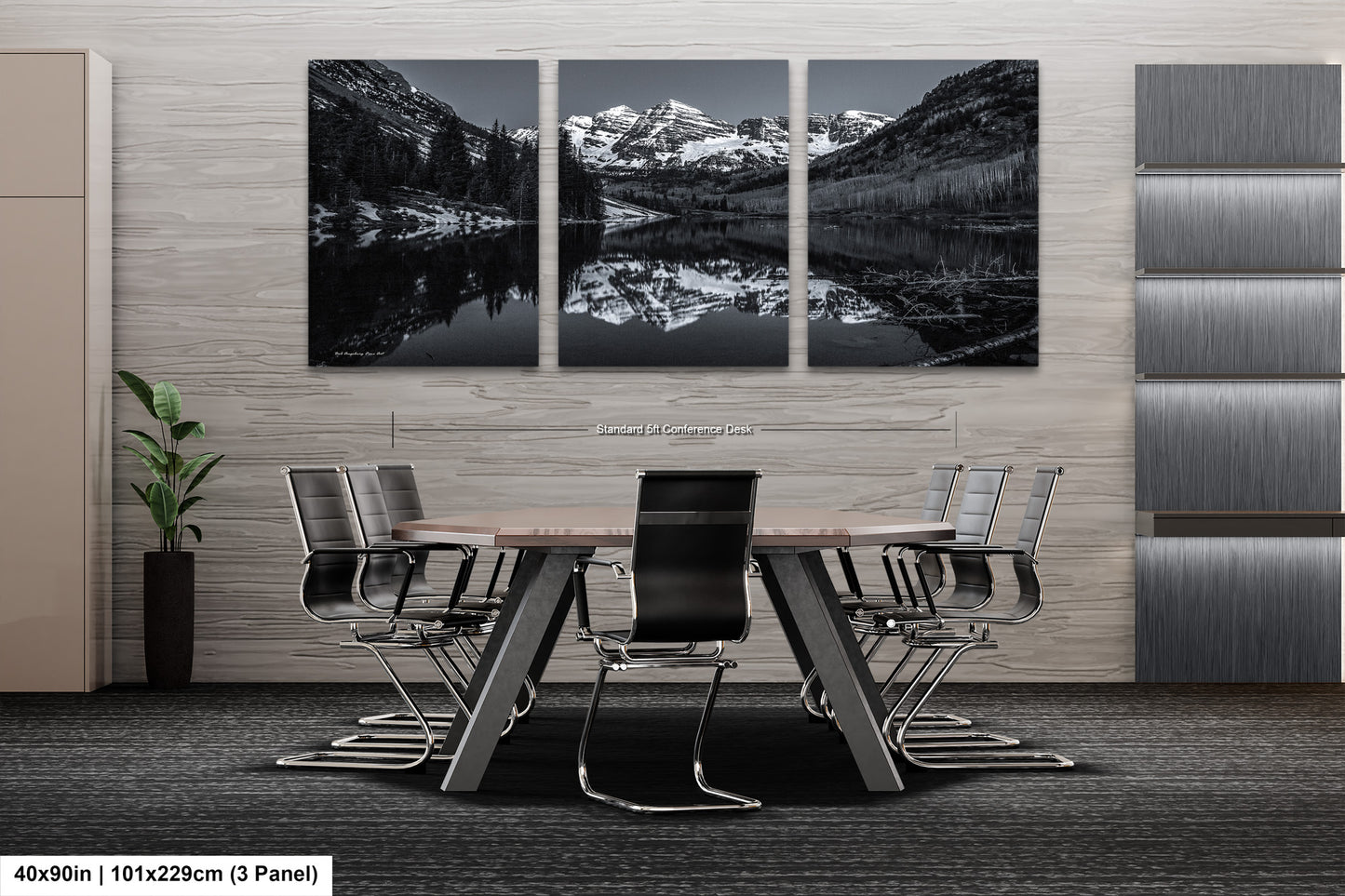 Maroon Bells black and white landscape picture, Aspen Colorado, large framed artwork, Colorado wall art, Rocky Mountains print