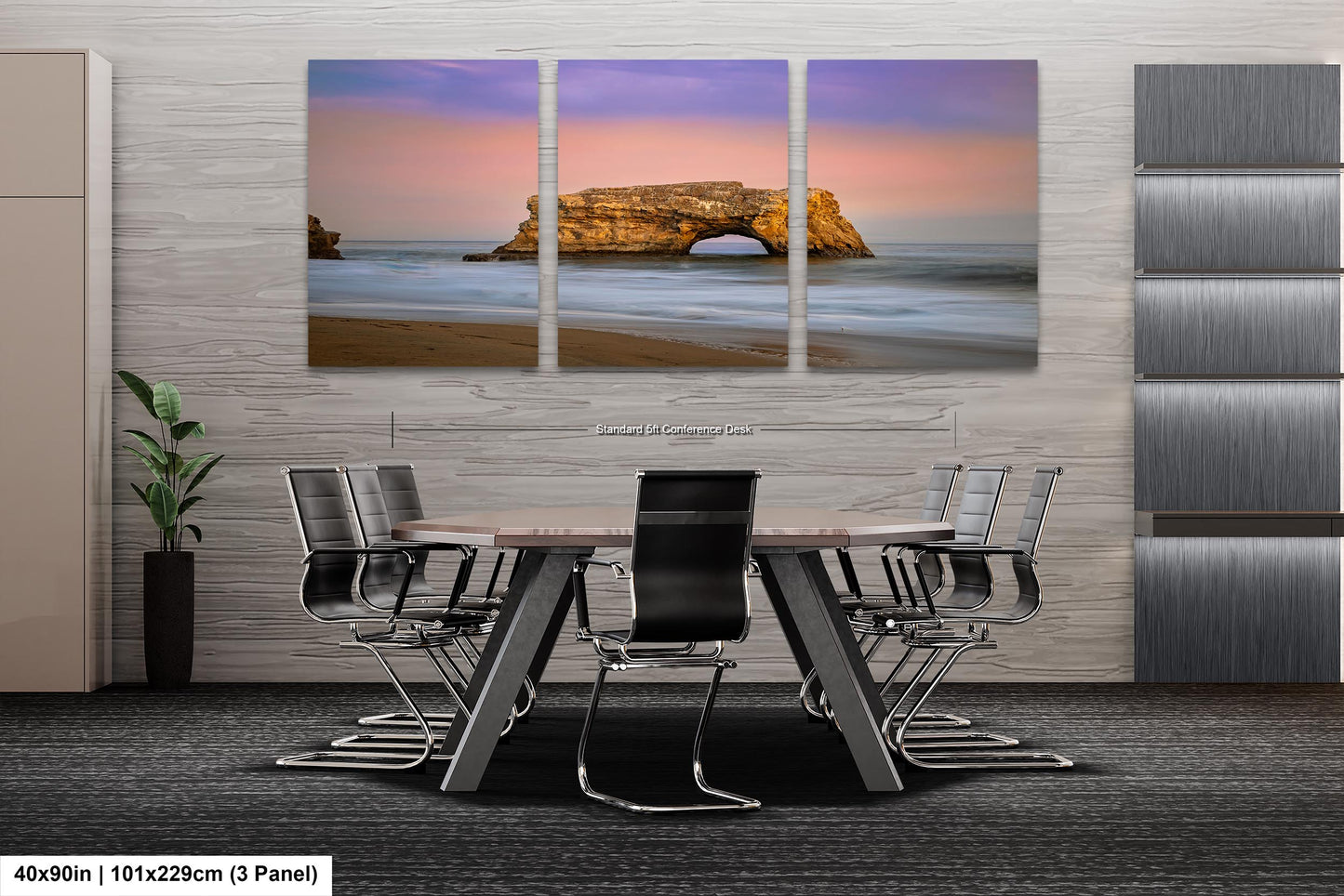 Sunset Santa Cruz Natural Bridge Beach art canvas wall print , Ready to hang home office gift canvas print. Wall Art office Home Decorations