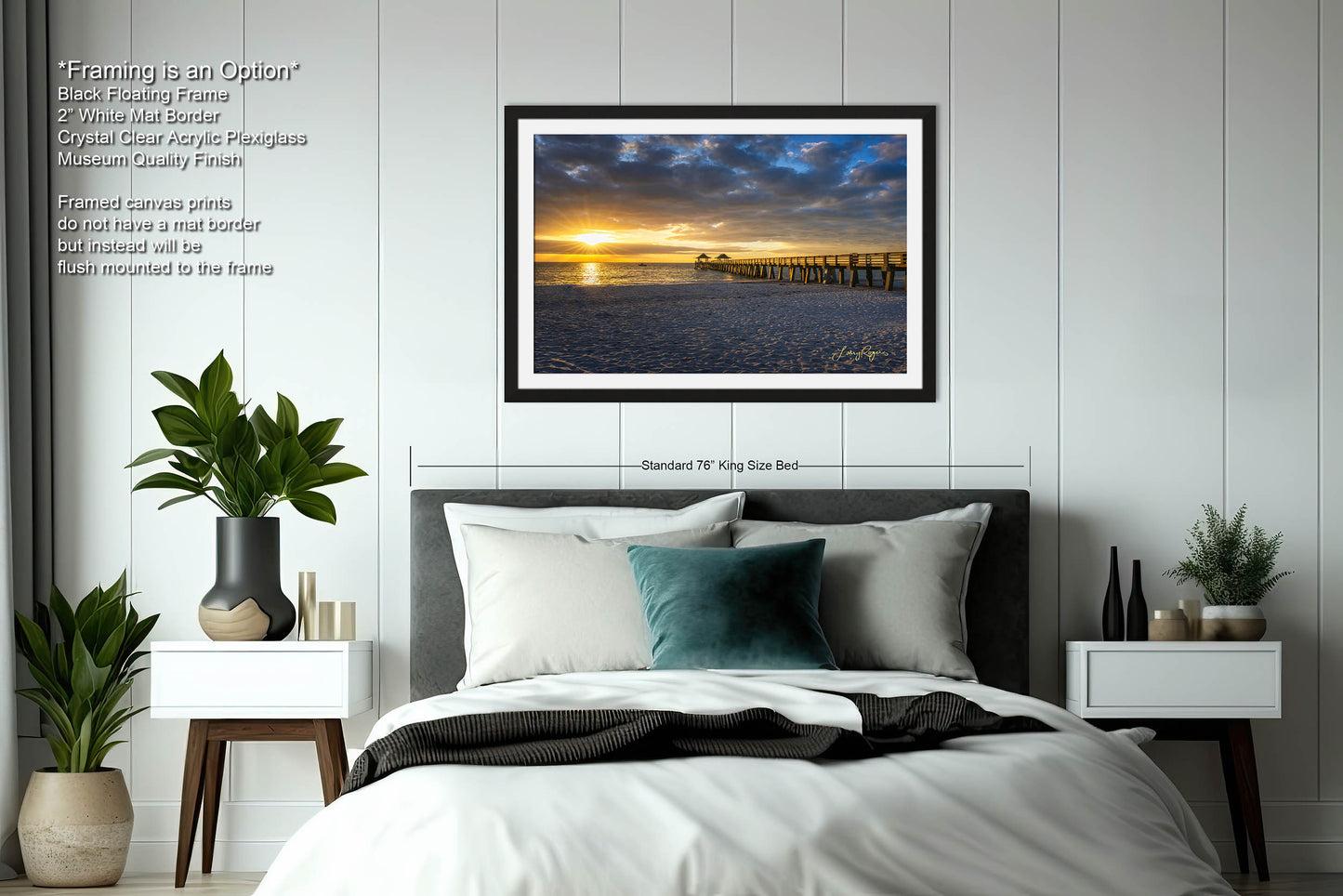 Naples Beach Pier, Sunset, Sun rays, Naples Florida, Wall Art, Living Room, Bedroom, Office, Dorm, Canvas, Metal, Acrylic,Glossy Photo Paper