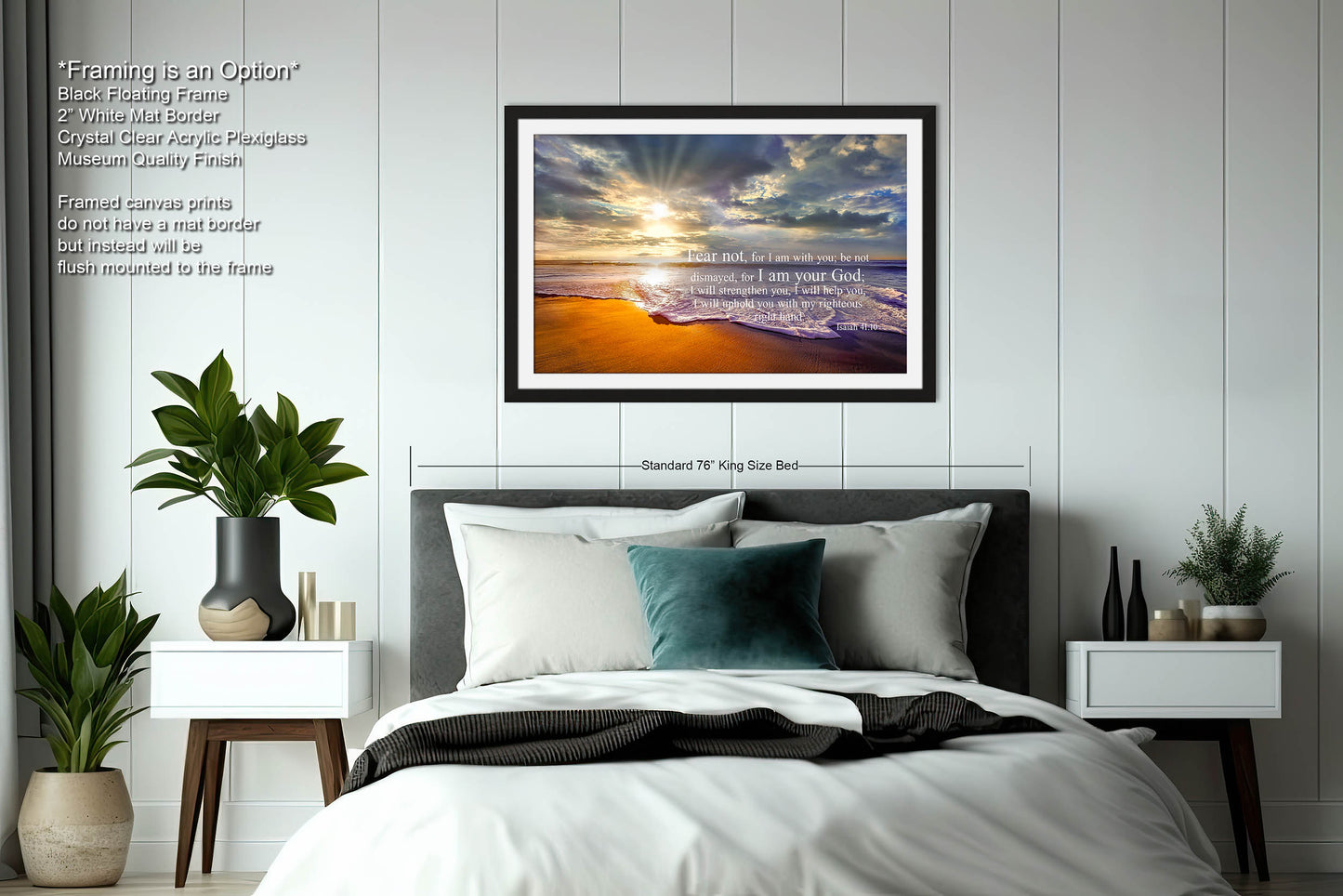 Isaiah 41:10, Inspirational Canvas Wall Art Prints, Sunset Beach, Christian Canvas Art, Christian Religious Decor for Home