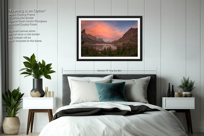 Glacier National Park,Sunrise at Goose Island St. Mary Lake,Montana Mountain Landscape,Canvas Wall Art Prints for Living Room,Bedroom