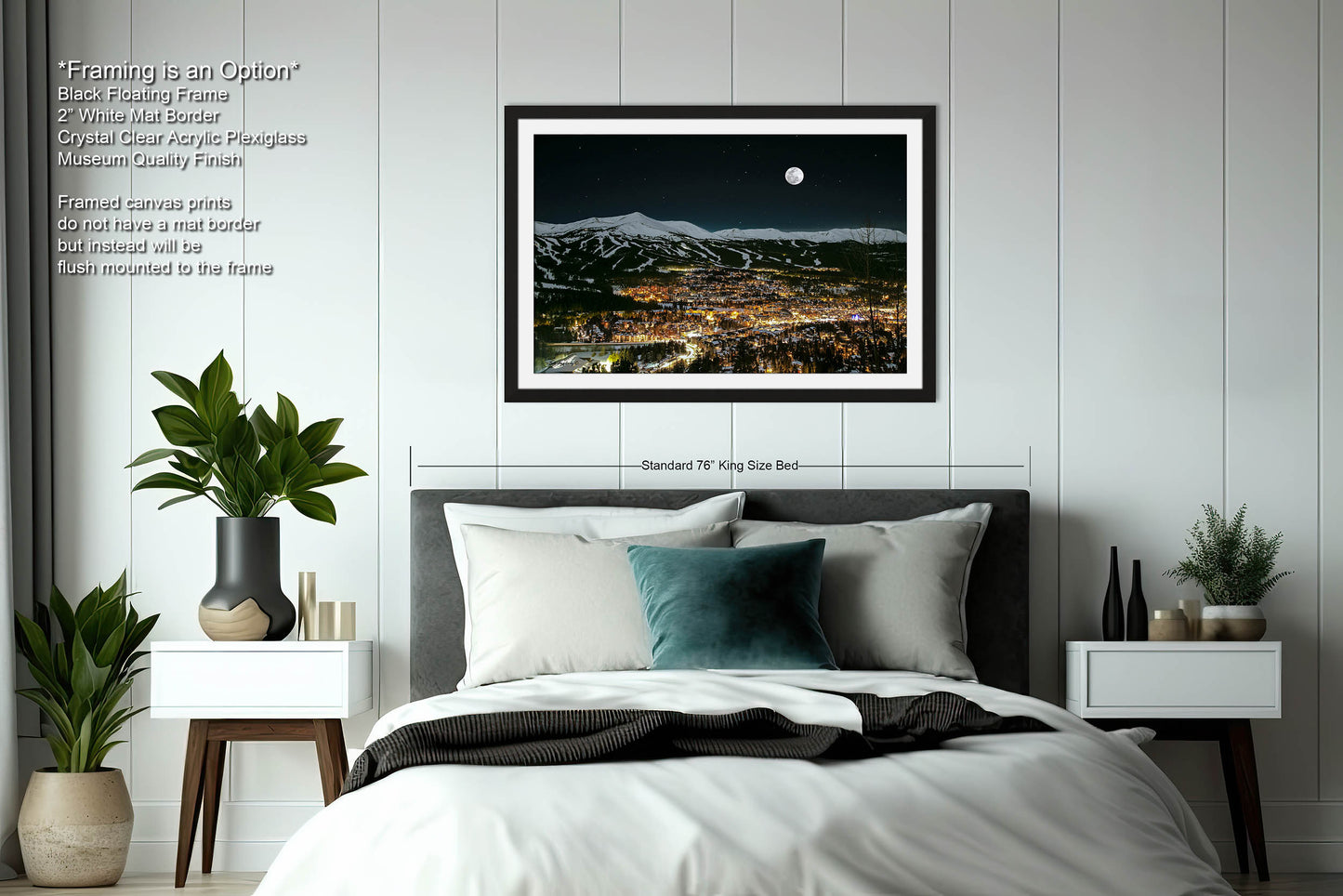 Breckenridge Colorado, Breckenridge wall art, Breckenridge canvas, Moon and stars over Breckenridge, 3 piece wall art canvas