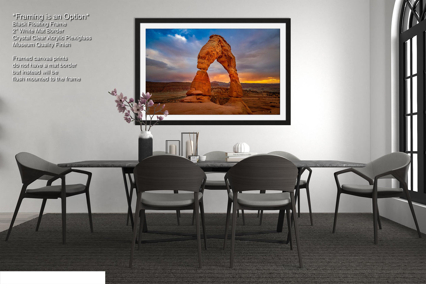 Sunset at Delicate Arch art canvas wall print Arches National Park Utah Ready to hang gift canvas print. Wall Art Office Home Decorations