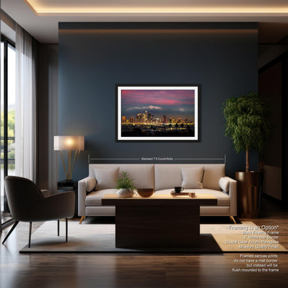 Los Angeles Skyline at Dusk against Mountains / home decor/canvas art print/wall art