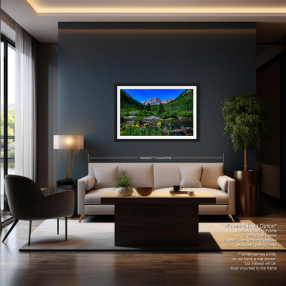 Maroon Bells summer landscape, Aspen Colorado, Colorado wall art, wildflower prints, San Juan mountains, triptych, aspen