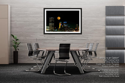 Tulsa Skyline, Tulsa Oklahoma Art, Tulsa Nightscape, Tulsa Night Skyline, Tulsa Moon, Tulsa Wall Art