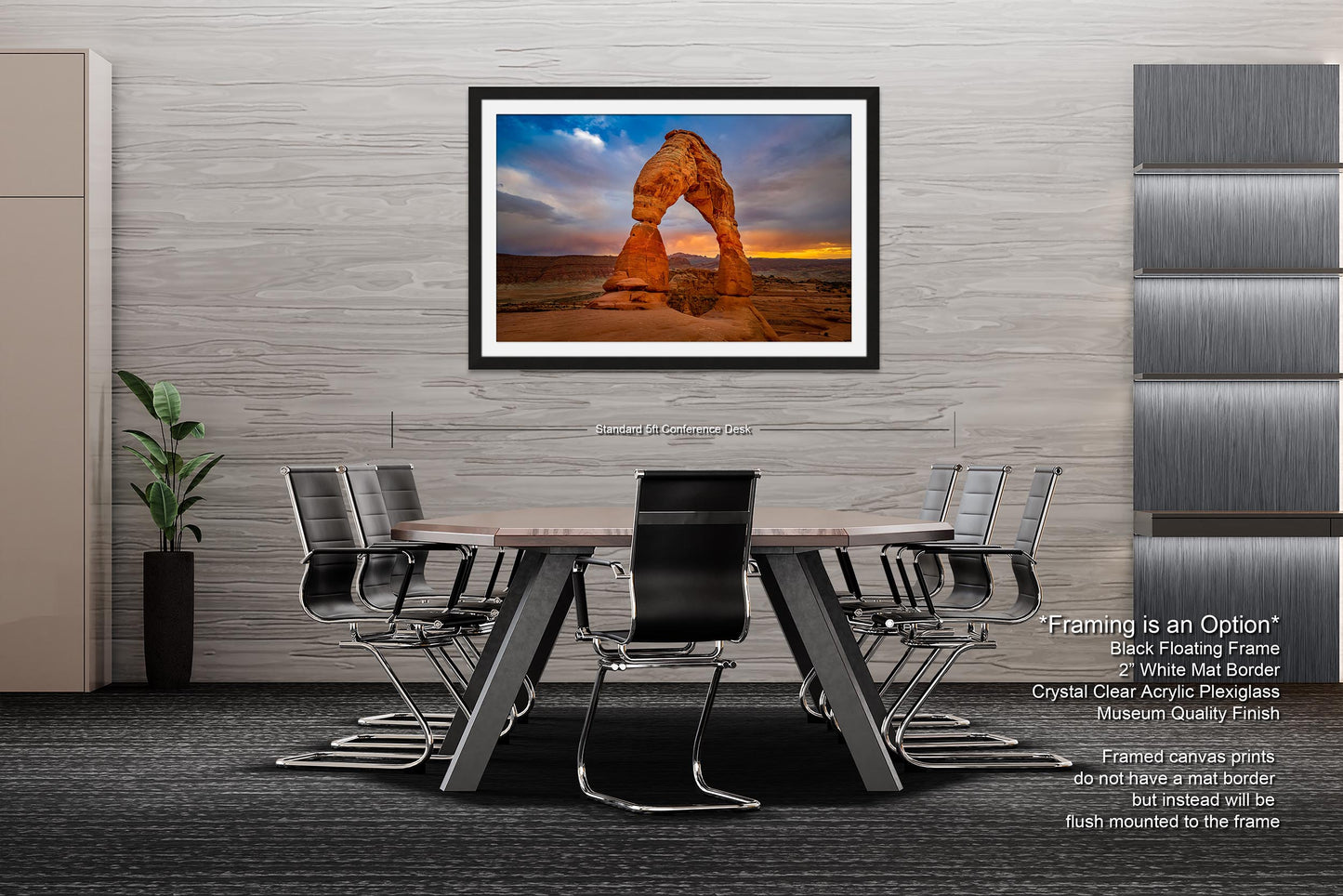 Sunset at Delicate Arch art canvas wall print Arches National Park Utah Ready to hang gift canvas print. Wall Art Office Home Decorations