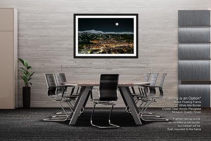 Breckenridge Colorado, Breckenridge wall art, Breckenridge canvas, Moon and stars over Breckenridge, 3 piece wall art canvas