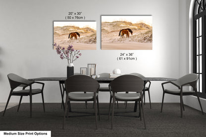 Wild Mustang Horses Mother and Baby Sunset / Fine Art Print / Canvas / Acrylic / Metal / Photography