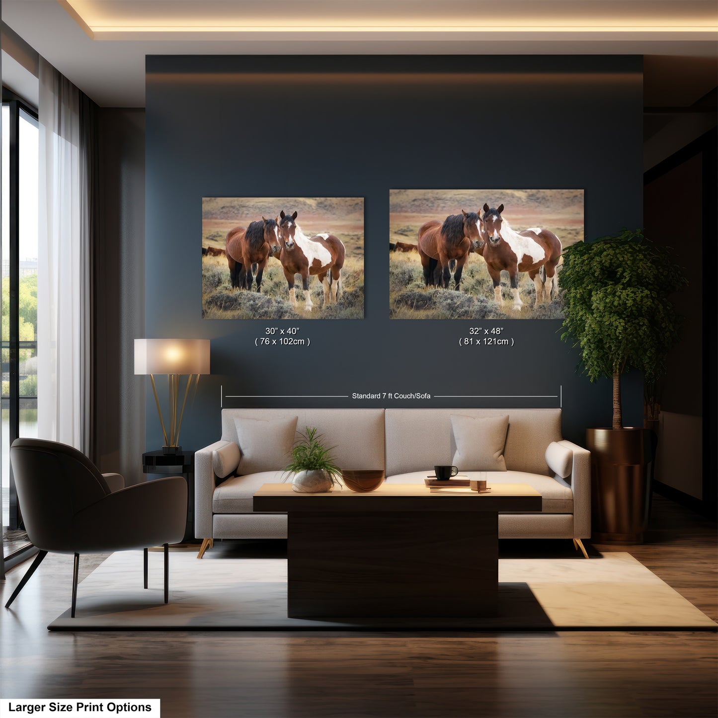 Wild Horses, Western Wall Art, Office, Living Room, Bedroom, Bar, Entryway, Canvas, Metal, Glossy Photo Print