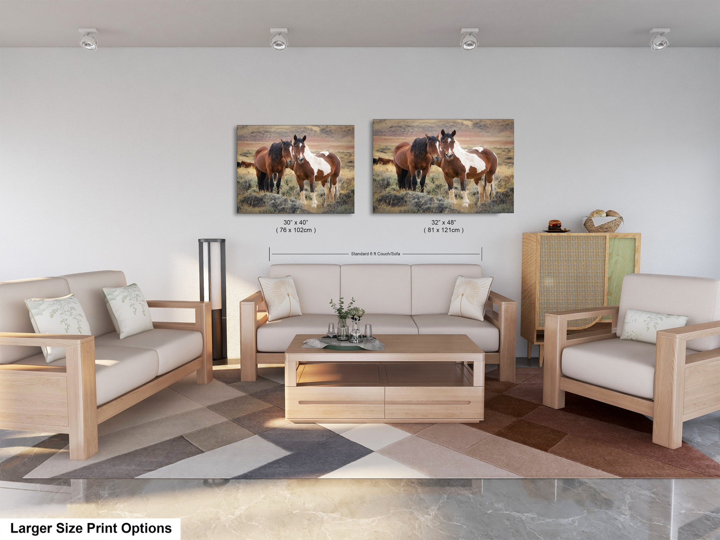 Wild Horses, Western Wall Art, Office, Living Room, Bedroom, Bar, Entryway, Canvas, Metal, Glossy Photo Print