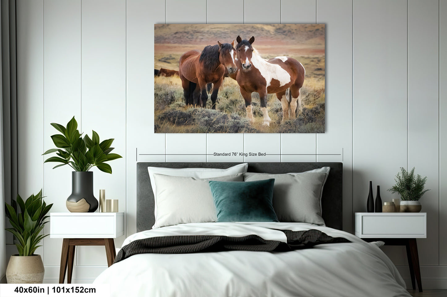 Wild Horses, Western Wall Art, Office, Living Room, Bedroom, Bar, Entryway, Canvas, Metal, Glossy Photo Print