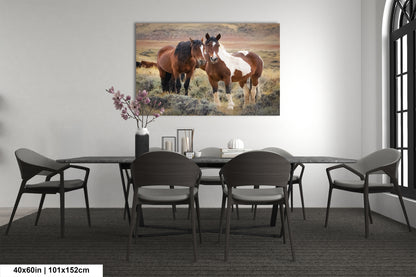 Wild Horses, Western Wall Art, Office, Living Room, Bedroom, Bar, Entryway, Canvas, Metal, Glossy Photo Print