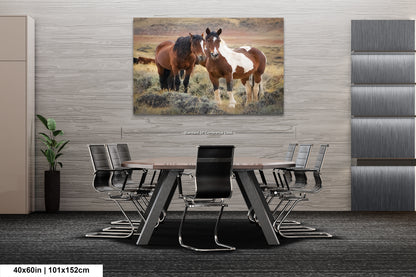 Wild Horses, Western Wall Art, Office, Living Room, Bedroom, Bar, Entryway, Canvas, Metal, Glossy Photo Print