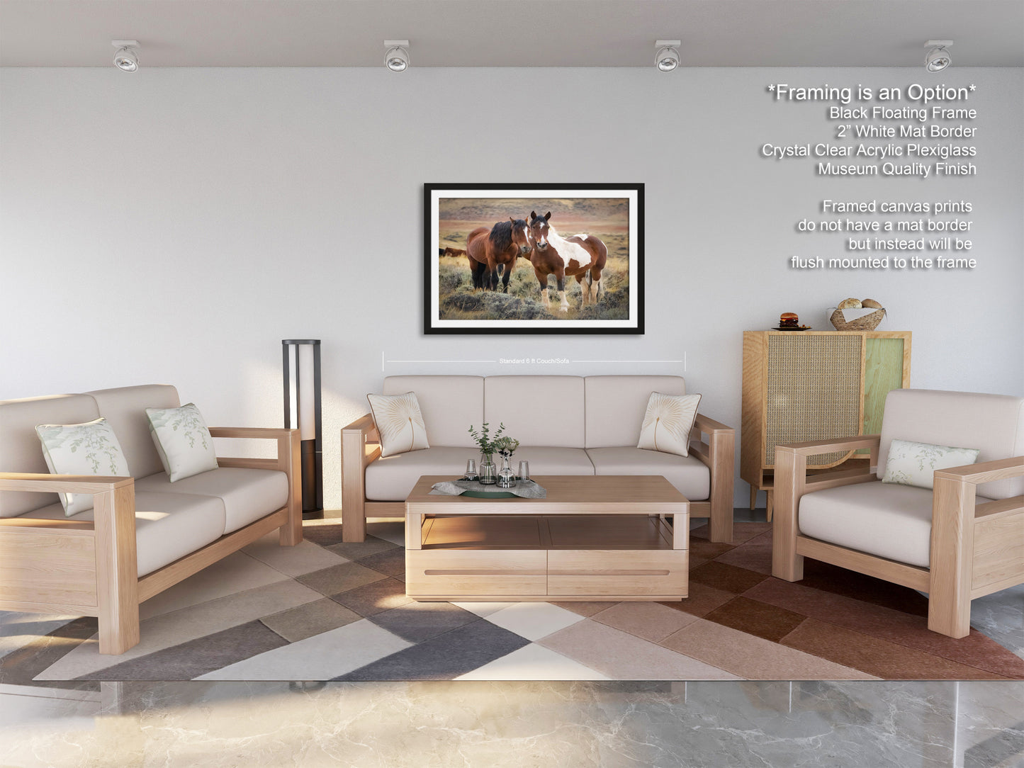 Wild Horses, Western Wall Art, Office, Living Room, Bedroom, Bar, Entryway, Canvas, Metal, Glossy Photo Print