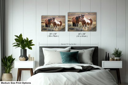 Wild Horses, Western Wall Art, Office, Living Room, Bedroom, Bar, Entryway, Canvas, Metal, Glossy Photo Print
