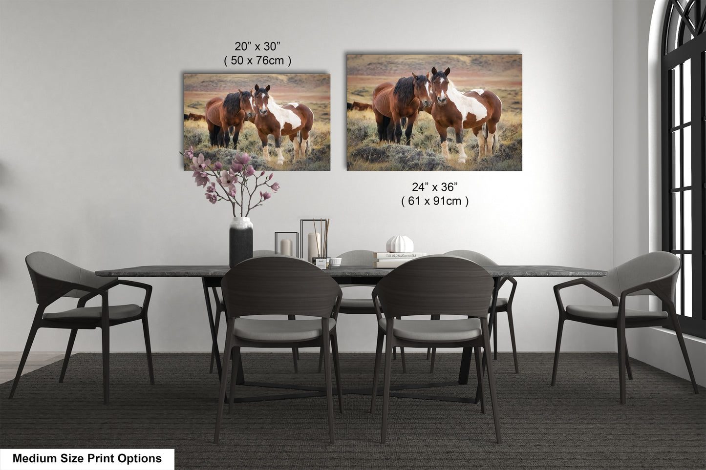 Wild Horses, Western Wall Art, Office, Living Room, Bedroom, Bar, Entryway, Canvas, Metal, Glossy Photo Print