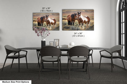 Wild Horses, Western Wall Art, Office, Living Room, Bedroom, Bar, Entryway, Canvas, Metal, Glossy Photo Print