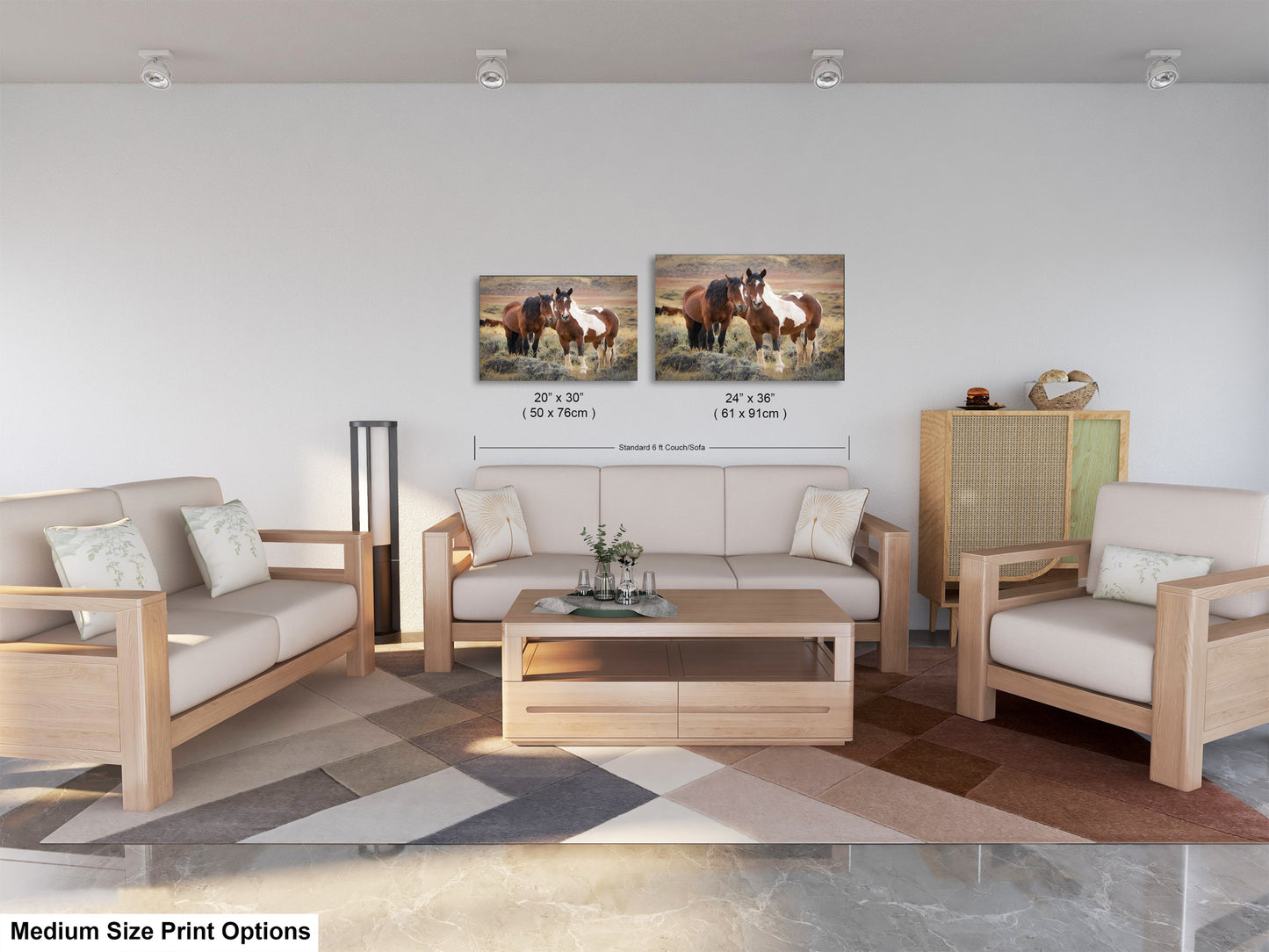 Wild Horses, Western Wall Art, Office, Living Room, Bedroom, Bar, Entryway, Canvas, Metal, Glossy Photo Print