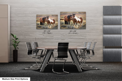 Wild Horses, Western Wall Art, Office, Living Room, Bedroom, Bar, Entryway, Canvas, Metal, Glossy Photo Print
