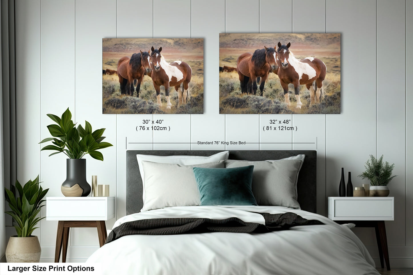 Wild Horses, Western Wall Art, Office, Living Room, Bedroom, Bar, Entryway, Canvas, Metal, Glossy Photo Print