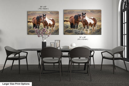Wild Horses, Western Wall Art, Office, Living Room, Bedroom, Bar, Entryway, Canvas, Metal, Glossy Photo Print