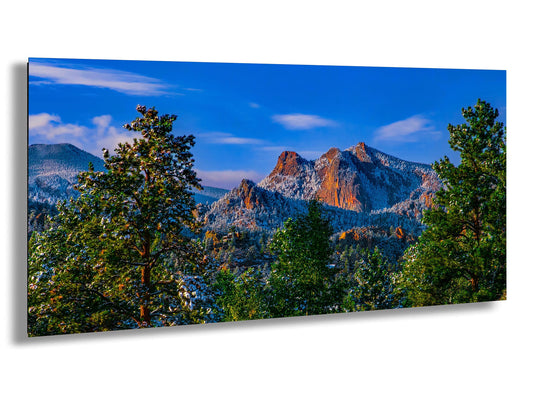 Colorado snowy mountain sunset, Estes Park wall art, Rocky Mountains canvas print