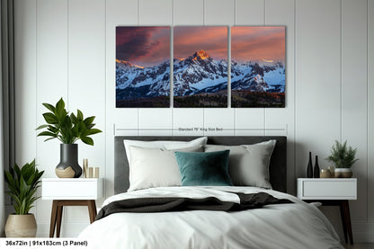 Colorado wall art sunset picture, Telluride art, San Juan mountains canvas, mountain wall art, panoramic print, mountain wall decor, sunset