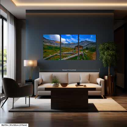 Mayflower gulch picture, ghost town, Breckenridge photography, Leadville Colorado, 3 piece wall art, cabin decor, large canvas, miners log cabin, office decor