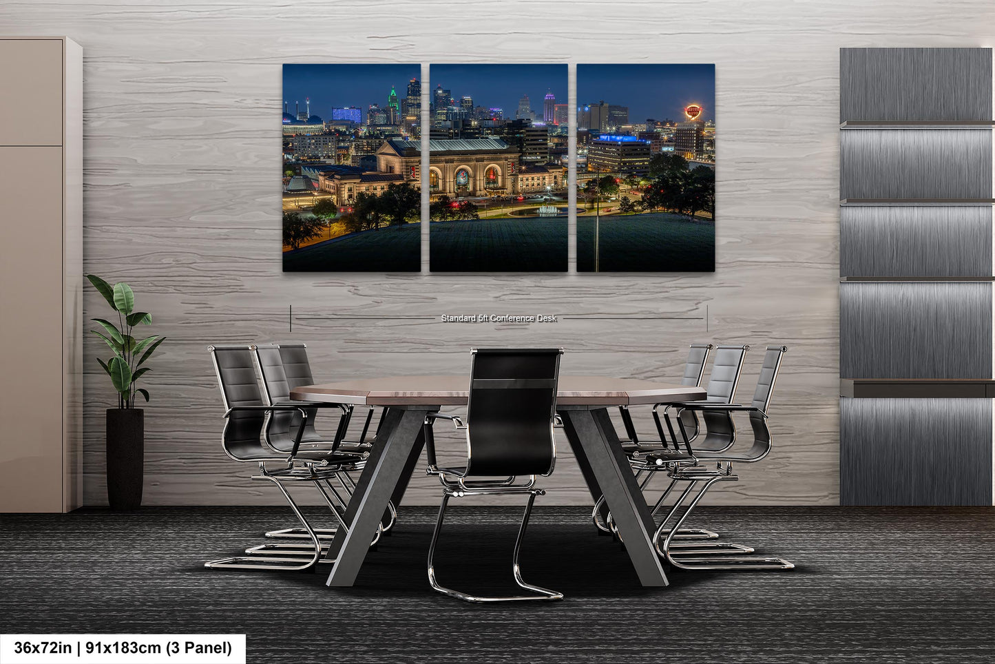 Union Station and Kansas City Skyline, Western Auto Neon Sign, Kansas City Wall Art