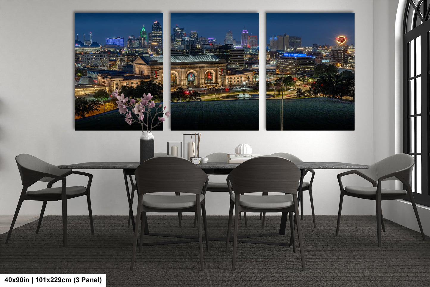 Union Station and Kansas City Skyline, Western Auto Neon Sign, Kansas City Wall Art