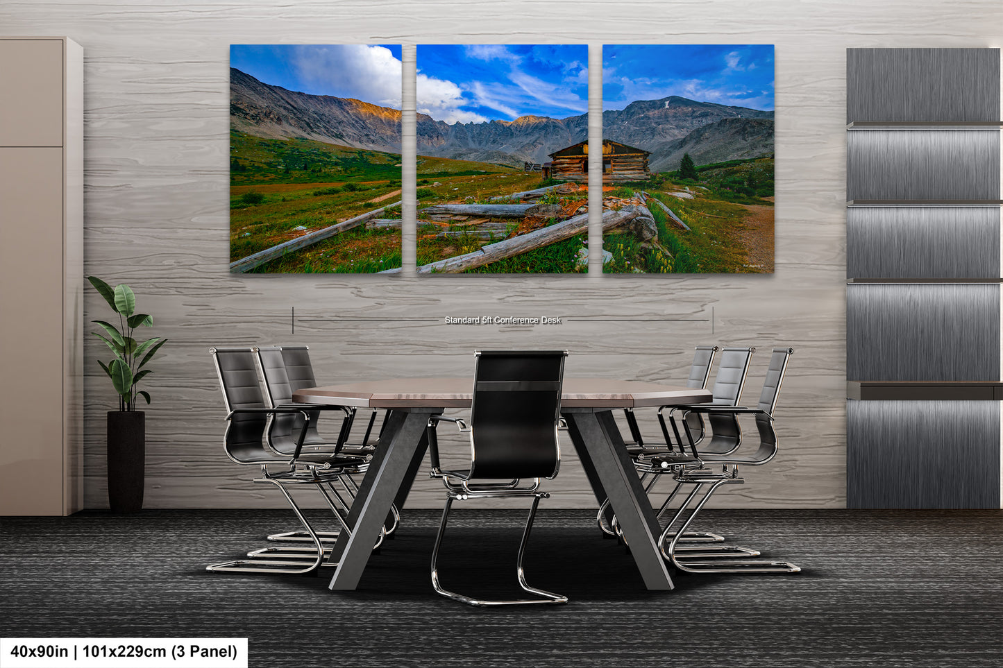 Mayflower gulch picture, ghost town, Breckenridge photography, Leadville Colorado, 3 piece wall art, cabin decor, large canvas, miners log cabin, office decor