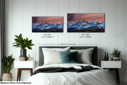 Colorado wall art sunset picture, Telluride art, San Juan mountains canvas, mountain wall art, panoramic print, mountain wall decor, sunset
