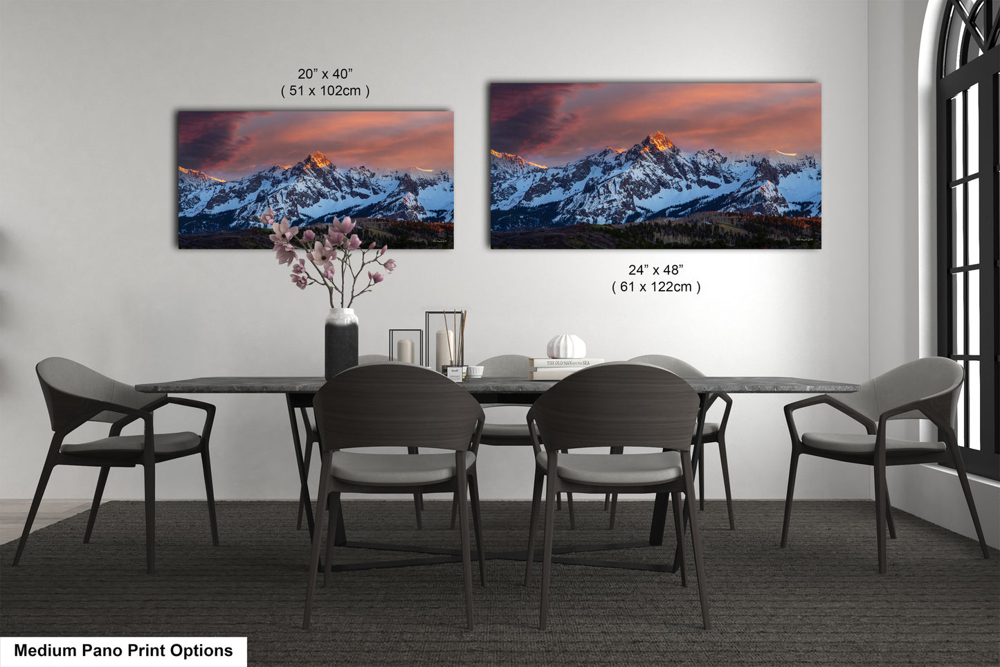 Colorado wall art sunset picture, Telluride art, San Juan mountains canvas, mountain wall art, panoramic print, mountain wall decor, sunset