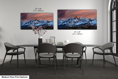 Colorado wall art sunset picture, Telluride art, San Juan mountains canvas, mountain wall art, panoramic print, mountain wall decor, sunset