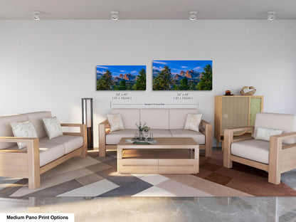 Colorado snowy mountain sunset, Estes Park wall art, Rocky Mountains canvas print