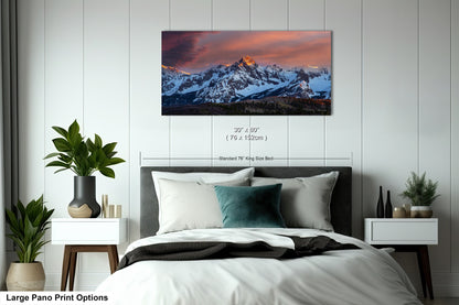 Colorado wall art sunset picture, Telluride art, San Juan mountains canvas, mountain wall art, panoramic print, mountain wall decor, sunset