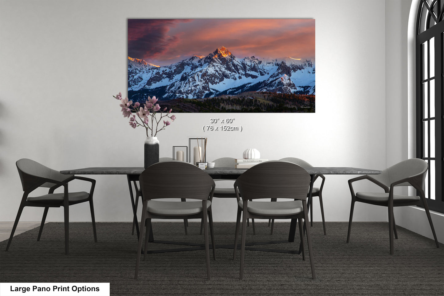 Colorado wall art sunset picture, Telluride art, San Juan mountains canvas, mountain wall art, panoramic print, mountain wall decor, sunset